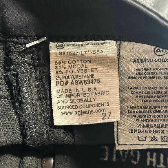 AG Adriano Goldschmied  The Zip-Up Ankle Coated Leggings Black Jeans 27 NWOT - Picture 9 of 9